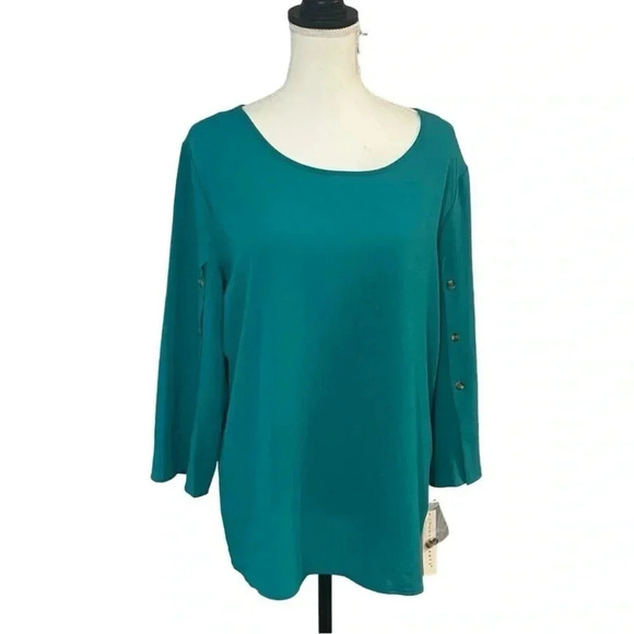 Counterparts size XL turquoise green pullover blouse NWT - Picture 2 of 12